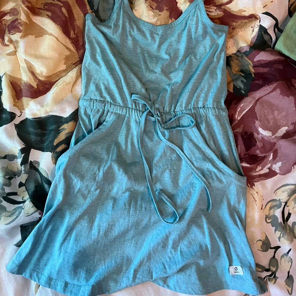 Lagaci; blue sporty dress with tie